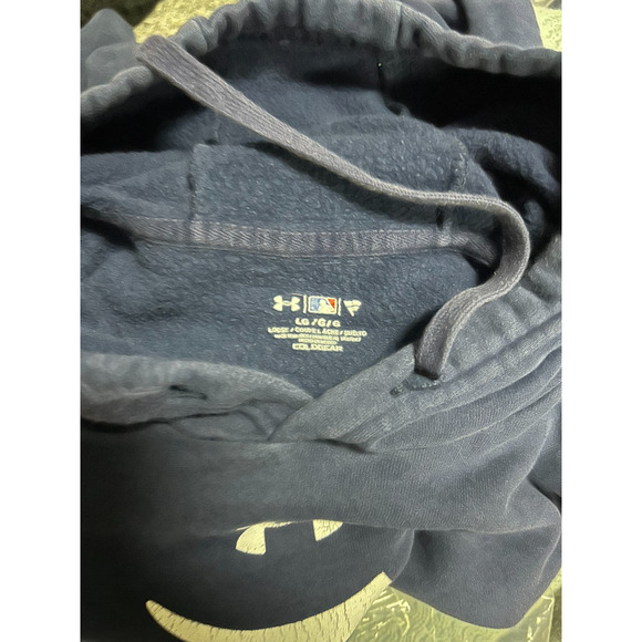 Y2K Under Armour Detroit Tigers MLB Hoodie L‎ Blue Pullover Fleece - Picture 2 of 6